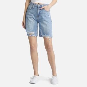 NWT PTCL Ethical Clothing Distressed Bermuda Shorts Indigo Blue Womens size 28